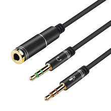 Load image into Gallery viewer, 3.5mm Headphone Stereo Audio Mic Y Splitter,3.5 mm Audio + Microphone to 4 Pole Jack Aux Adapter for 4 pin 3.5mm Plug Earphone