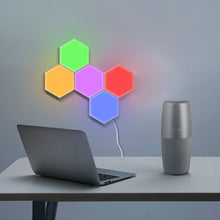 Load image into Gallery viewer, New Touch Sensitive Colorful Modular Quantum Lamp LED Night Light Hexagon Light Magnetic Assembly Wall Lamps Quantum Lights