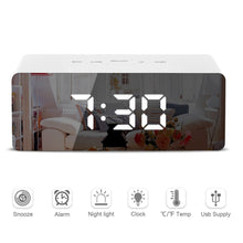 Load image into Gallery viewer, LED Mirror Alarm Clock Digital Snooze Table Clock Wake Up Light Electronic Large Time Temperature Display Home Decoration Clock