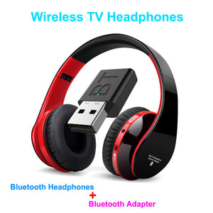 Bluetooth TV Headset, HiFi bluetooth Headphone Deep Bass Wireless TV Headphone with Transmitter Stick For TV Computer Phone