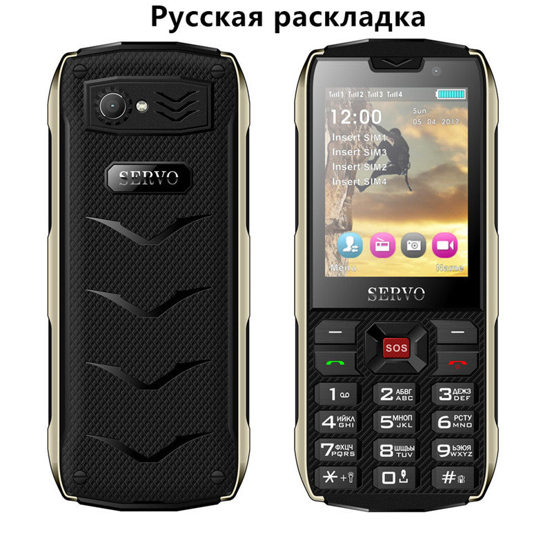 SERVO H8 Mobile Phone 2.8inch 4 SIM card 4 standby Bluetooth Flashlight GPRS 3000mAh Power Bank Phone Russian Language keyboard