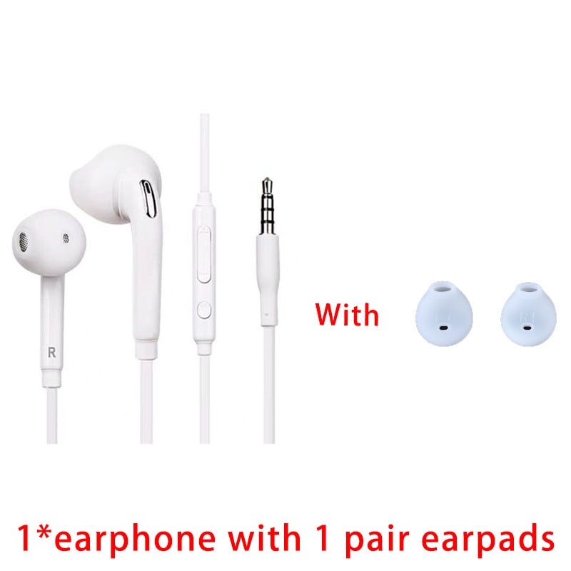 White Wired Headset In-ear Earphone with Mic for Samsung Galaxy S6 3.5mm Jack Headphone for Mobile Phone