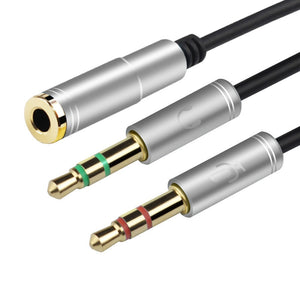 3.5mm Headphone Stereo Audio Mic Y Splitter,3.5 mm Audio + Microphone to 4 Pole Jack Aux Adapter for 4 pin 3.5mm Plug Earphone