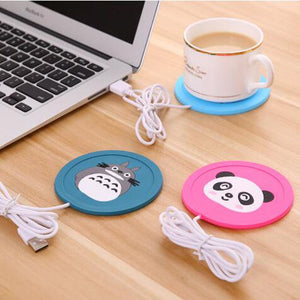 USB Warmer Gadget de dibujos animados de silicona delgada taza-almohadilla café té bebida usb soporte caliente para bebidas almohadilla para taza bonito regalo