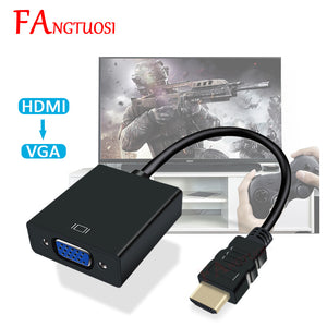 FANGTUOSI HDMI to VGA Adapter Male To Famale Converter 1080P HDMI-VGA Adapter With Video Audio Cable Jack HDMI VGA For PC TV Box