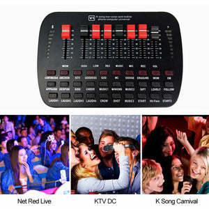 BT Live Sound Card Live broadcast KTV Karaoke Live Universal Volume Adjustable USB External Audio Mixer Sound Card Studio Double