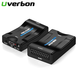 1080P HDMI to SCART Video Audio Upscale Converter SCART to HDMI AV Signal Adapter HD Receiver TV with EU Power Plug Original Box