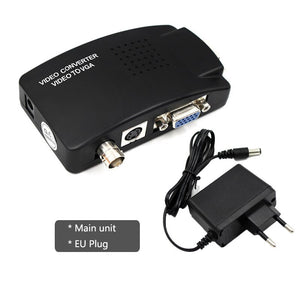 BNC to VGA Converter Composite SVIDEO to VGA Video Converter VGA Out Adapter Digital Switch Box Box For PC MACTV Camera DVD DVR