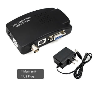 BNC to VGA Converter Composite SVIDEO to VGA Video Converter VGA Out Adapter Digital Switch Box Box For PC MACTV Camera DVD DVR