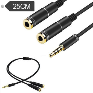 Metal Audio Cable AUX Headphones One Minute Two 3.5mm High-end Audio Cable 3.5mm Input Audio Interface Adapter Line