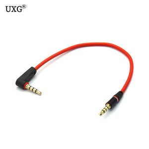 90 Degree Angled Short 4 pole 3.5mm to 3.5mm Audio Cable Plug jack 3.5 male to male Car Sound Wire headphone for phones 20/120cm